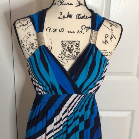 CHICOS Deep V Print Maxi Dress Chicos Size 2 - Picture 5 of 14